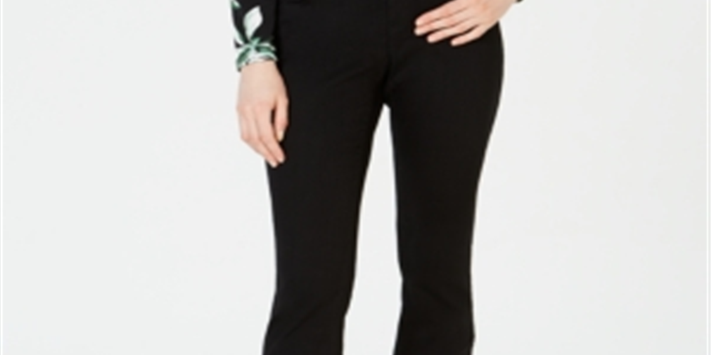 INC International Concepts Women's Double Ruffle Hem Ankle Jeans Black Size 2