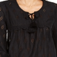Style & Co Women's Eyelet Tassel Blouse Black Size Petite S