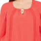 JM Collection Women's Crochet Trim Tie Top Red Size Medium