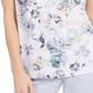 Calvin Klein Women's Floral Hardware Trim Pleat Neck Top White Size Petite M