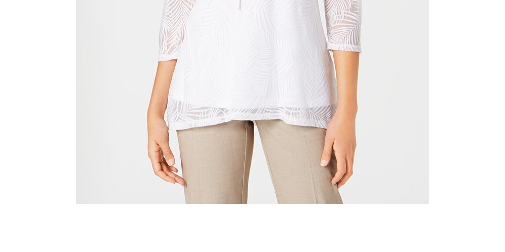 JM Collection Women's  Petite Overlay Necklace Top Bright White Size Petite S