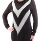 INC Women's Striped Long Sleeve Jewel Neck Tunic Sweater Black Size Medium