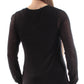 INC Women's Striped Long Sleeve Jewel Neck Tunic Sweater Black Size Medium