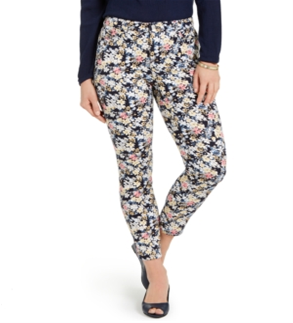 Charter Club Women's  Bristol Tummy-Control Printed Skinny Ankle Jeans  Blue Size 12