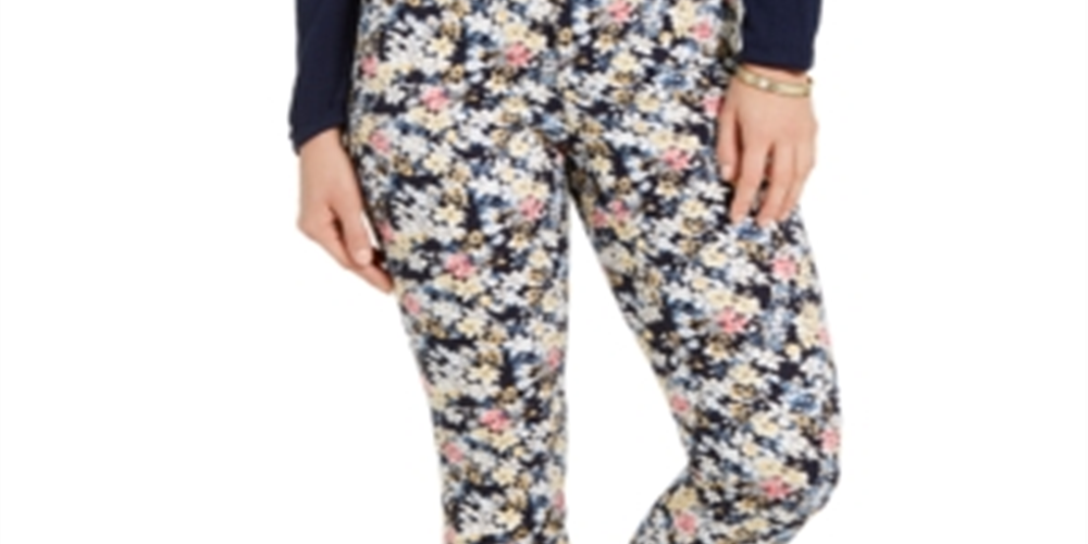 Charter Club Women's  Bristol Tummy-Control Printed Skinny Ankle Jeans  Blue Size 12