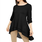 Alfani Women's Chiffon-Trim High-Low Top  Black Size Medium