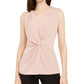 Alfani Women's Knot Twist V-Neck Blouse Pink Size Small