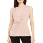 Alfani Women's Knot Twist V-Neck Blouse Pink Size Small