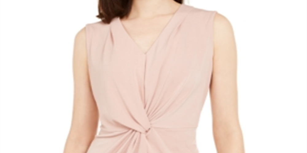 Alfani Women's Knot Twist V-Neck Blouse Pink Size Small