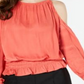 Alfani Women's Petite Smocked Cold-Shoulder Top Pink Size Petite S