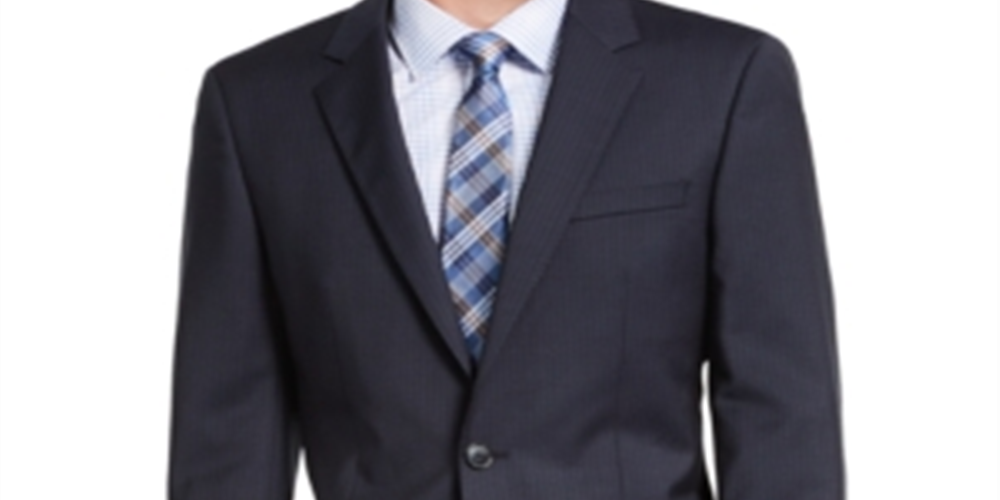 Hugo Men's Slim-Fit Navy Blue Stripe Suit Jacket Size 46