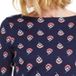 Charter Club Women's Floral Print Pima Cotton Top Navy Size Large