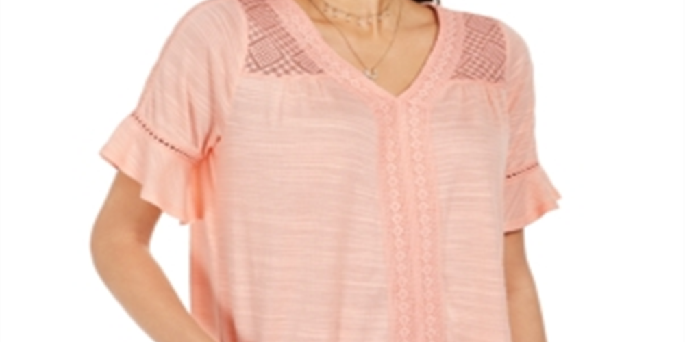 Style & Co Women's Crochet Top Orange Size Medium