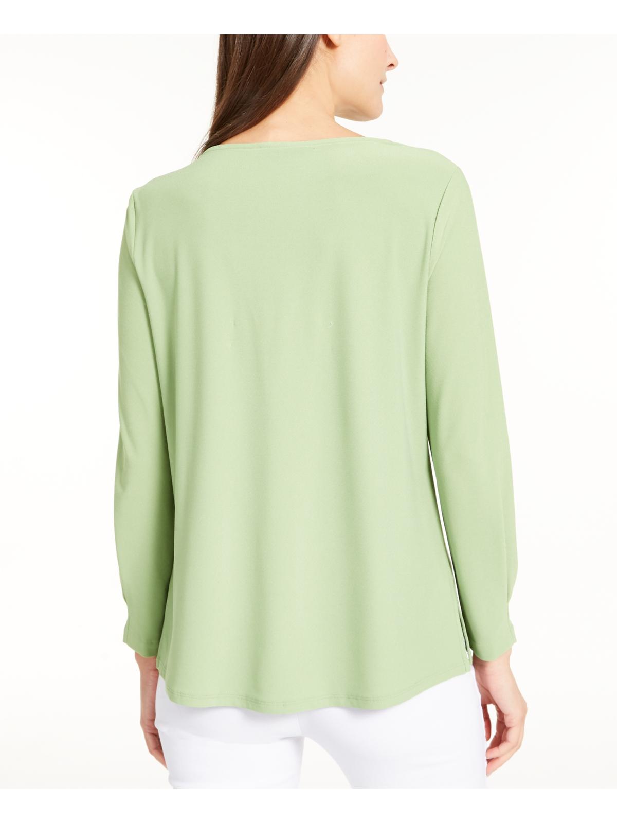 Alfani Women's Neckline Cutout Ring Hardware Top Green Size X-Large
