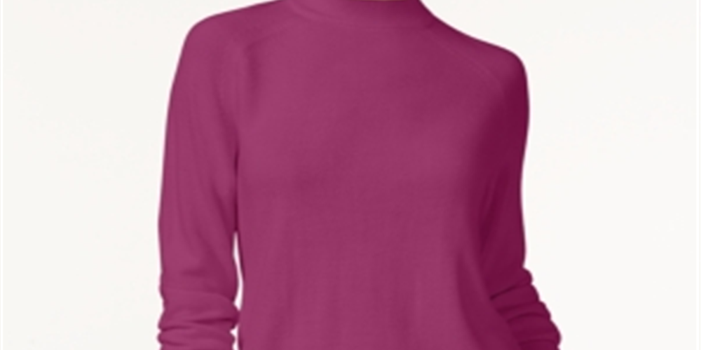 Karen Scott Women's Petite Mock-Neck Sweater - Raspberry Purple Size Petite M