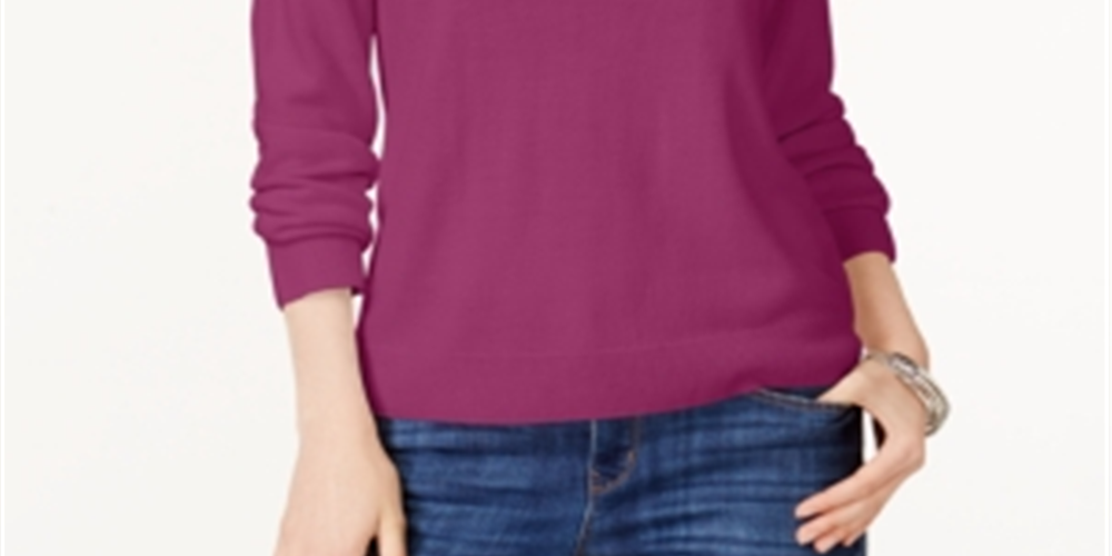 Karen Scott Women's Petite Mock-Neck Sweater - Raspberry Purple Size Petite M