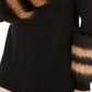 Alfani Women's Striped Faux Fur Cuff Sweater Black Size XX-Large
