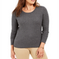 Karen Scott Women's Cotton Cable Knit Sweater Gray Size Petite L