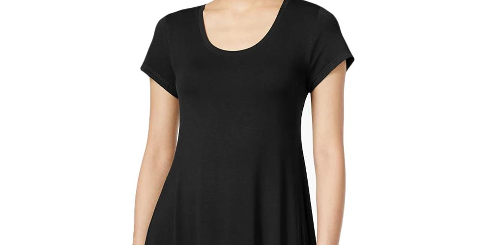 Style & Co Women's Short-Sleeve a-Line Dress  - Deep Black Size Small