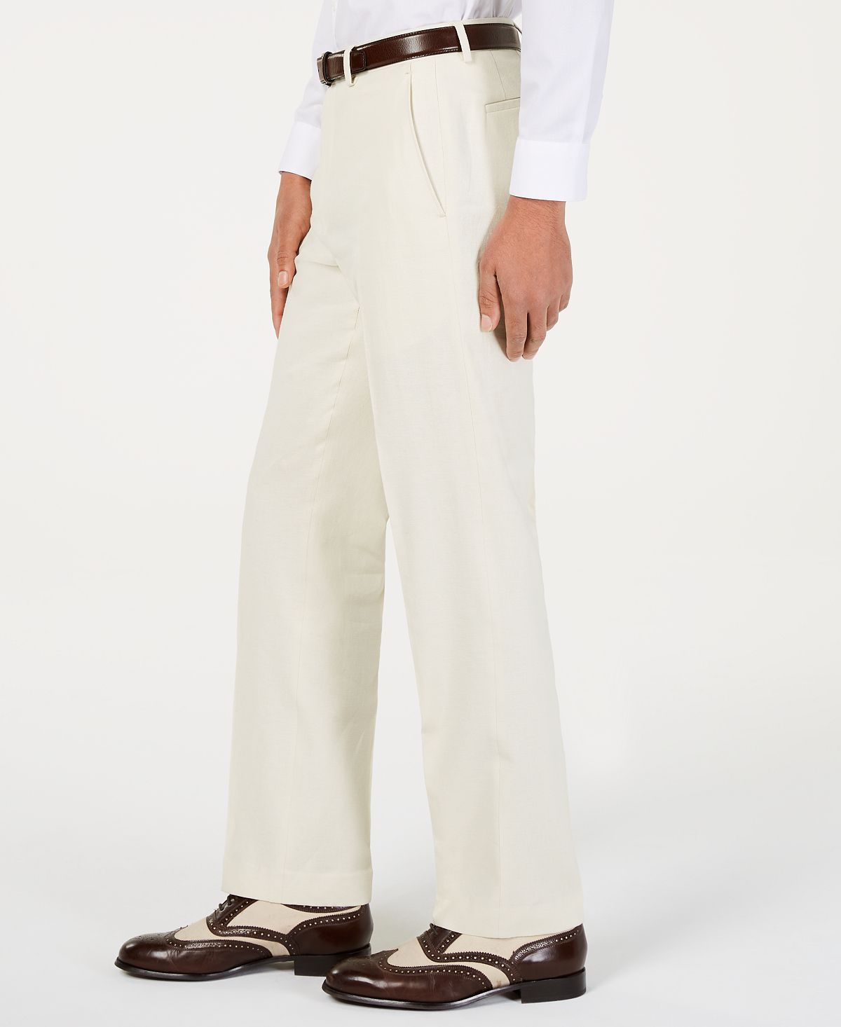 Sean John Men's Classic Fit Off White Solid Suit Pants White Size 42X30