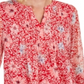 Charter Club Women's Printed Split Neck Top Red Size Large