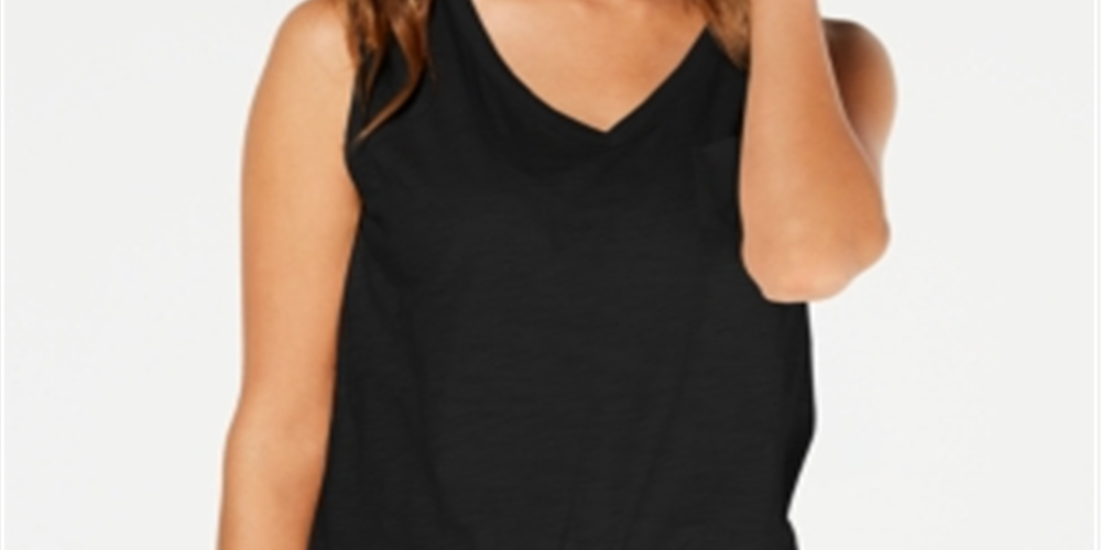 Style & Co Women's  V-Neck Tank Top  - Deep Black  Size Medium