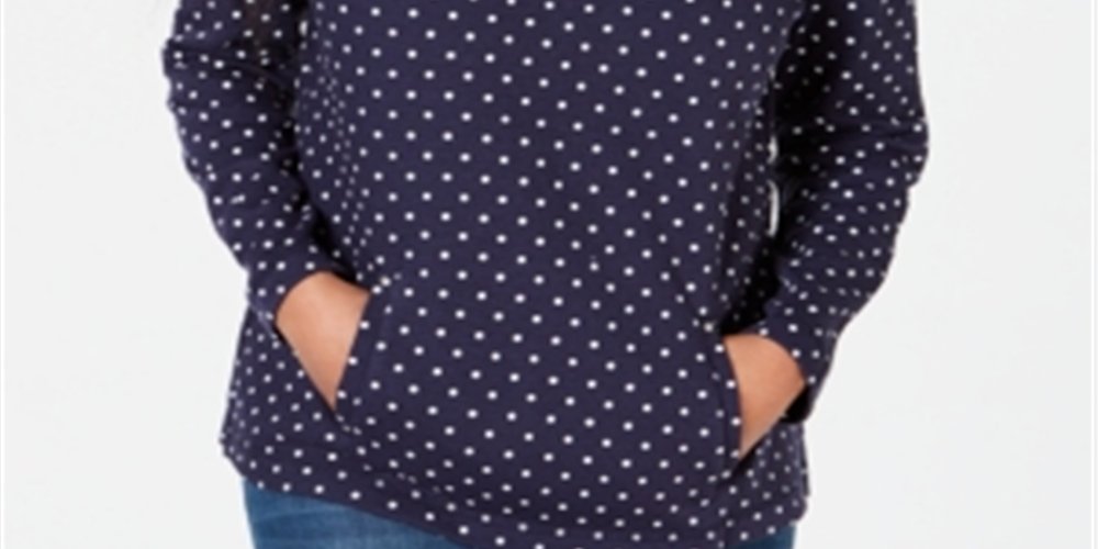 Karen Scott Women's Printed Zip Neck Top Blue Size Petite