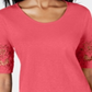 Charter Club Women's  Lace-Trimmed Top  Red Size 2XL
