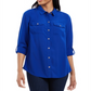 Charter Club Women's Button-Front Shirt Blue Size 2XL