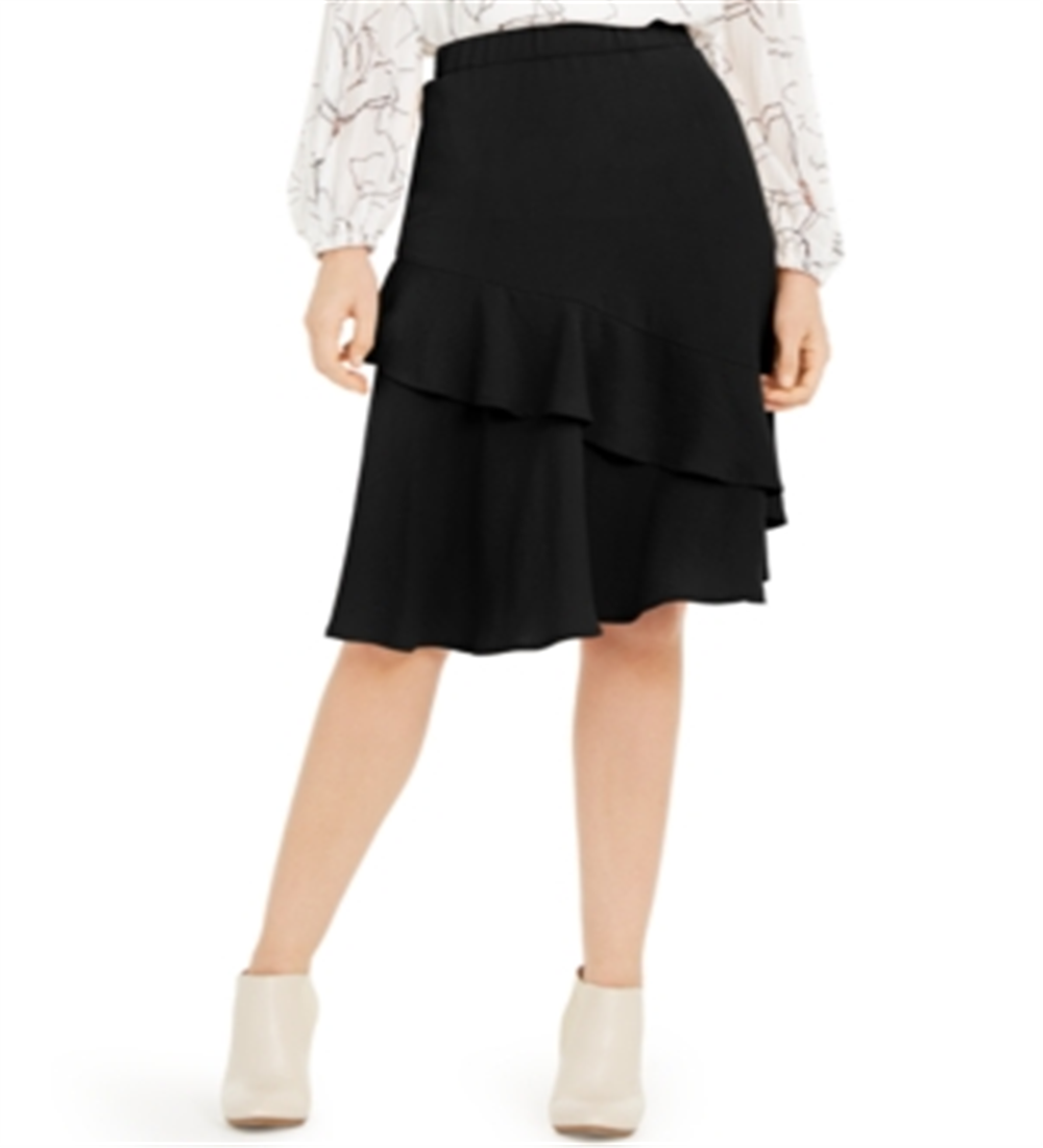 Alfani Women's Petite Tiered Ruffled Skirt  Black Size 12 P