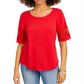 Charter Club Women's  Lace-Trimmed Top  Red Size Medium
