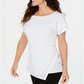 JM Collection Women's  Embellished Ruched Side-Tie Top  White Size XS