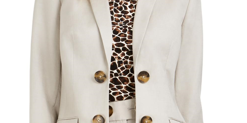 Calvin Klein Women's  Open Front Evening Blazer Jacket Beige Size 6
