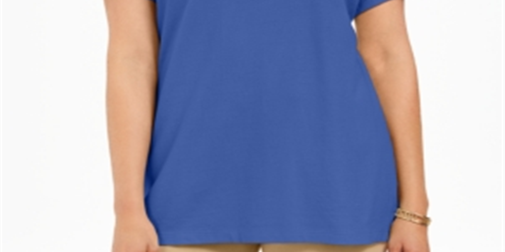 Karen Scott Women's Polo Shirt  Blue Size Medium