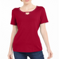 Karen Scott Women's Studded Keyhole Top  Red Size XS