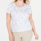 Karen Scott Women's Plus Size Printed Scoop-Neck Top  Blue Size 3X