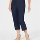 JM Collection Women's Button Hem Tummy Control Capris Blue Size Small