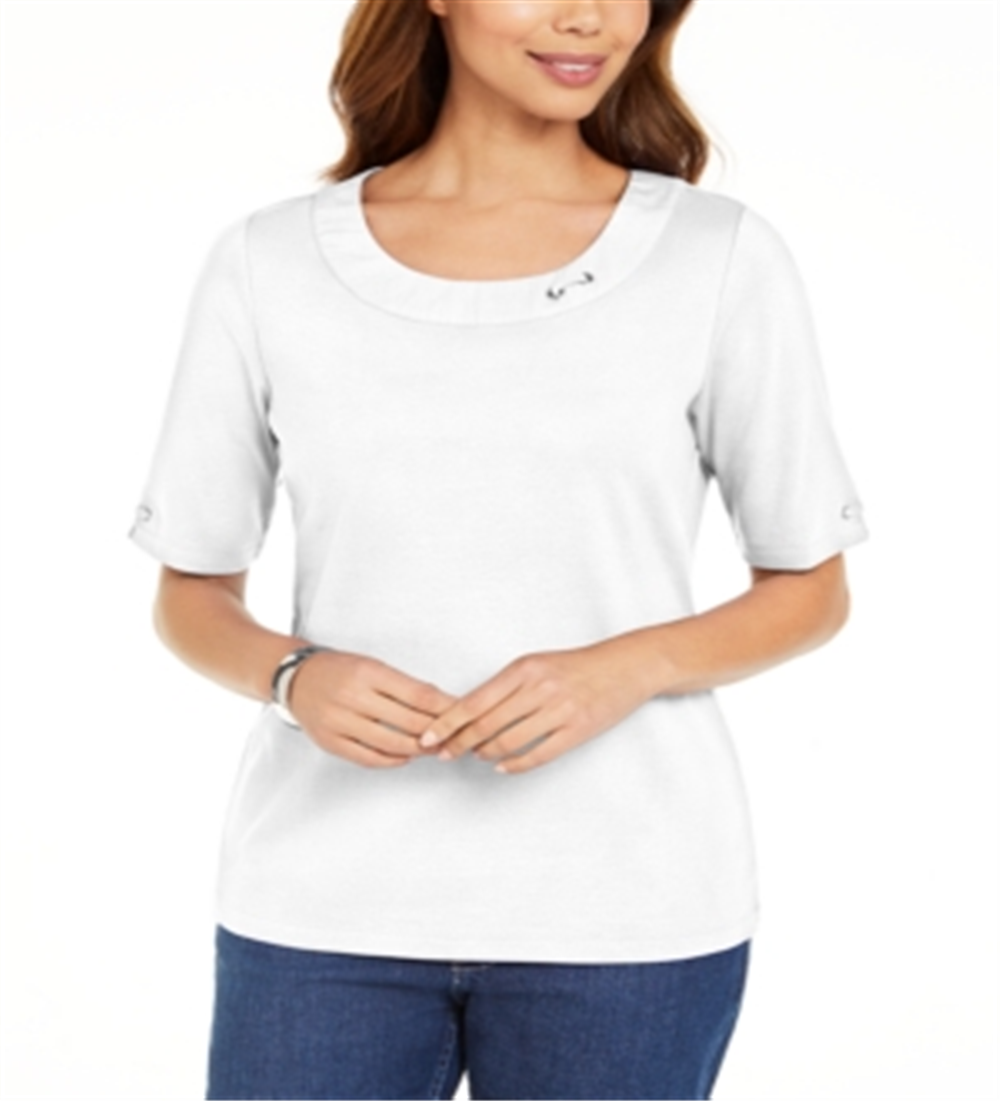 Karen Scott Women's  Ring Top  White Size 2XL