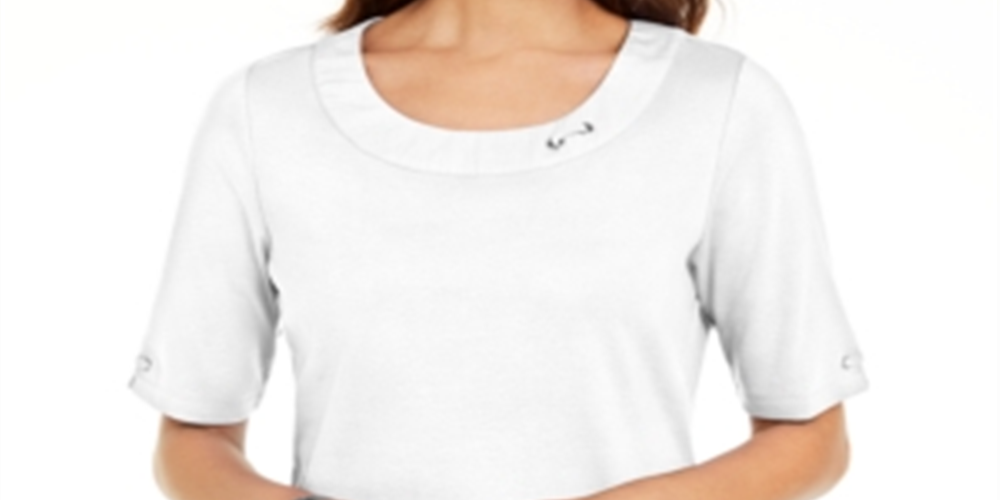 Karen Scott Women's  Ring Top  White Size 2XL