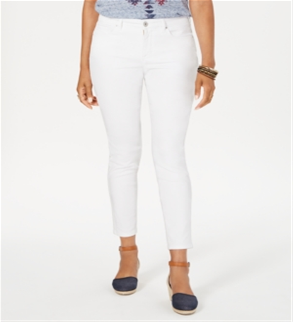 Style & Co Women's Petite Curvy-Fit Tummy-Control Skinny Jeans White Size 2 P