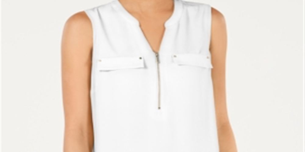 JM Collection Women's  Zip-Front Utility Top  White Size XS