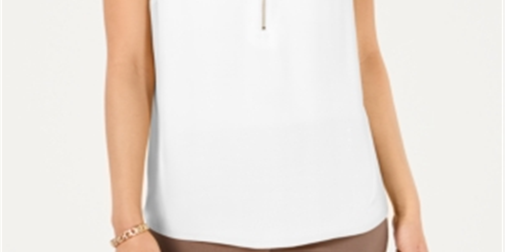 JM Collection Women's  Zip-Front Utility Top  White Size XS