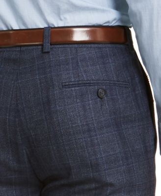 Calvin Klein Men's Windowpane Plaid Slim Fit Pants Blue Size 29X29
