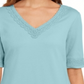 Karen Scott Women's Crochet-Trim Top  Blue Size Small