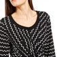 Alfani Women's Tie Printed Long Sleeve Scoop Neck Blouse Evening Top Black Size Petite Small