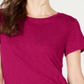 INC Women's Petite Side-Ruched T-Shirt  Pink Size Petite S