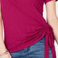 INC Women's Petite Side-Ruched T-Shirt  Pink Size Petite S