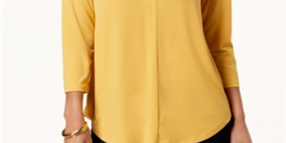 Charter Club Women's 3/4 Sleeve Top Yellow Size Medium