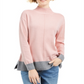 Karen Scott Women's  Erin Cotton Colorblocked Mock-Neck Sweater  Tea Rose Combo Pink Size XS