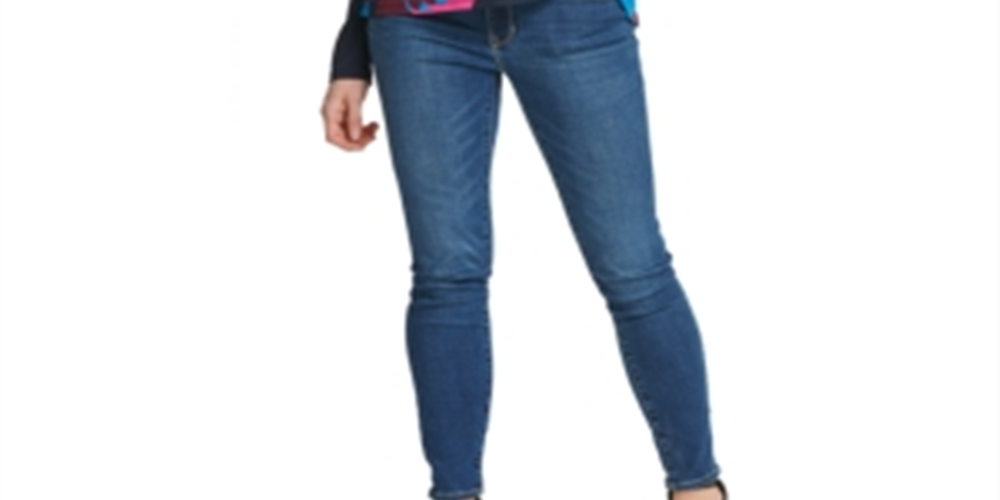 DKNY Women's Printed Long Sleeve V Neck Top Blue Size X-Large